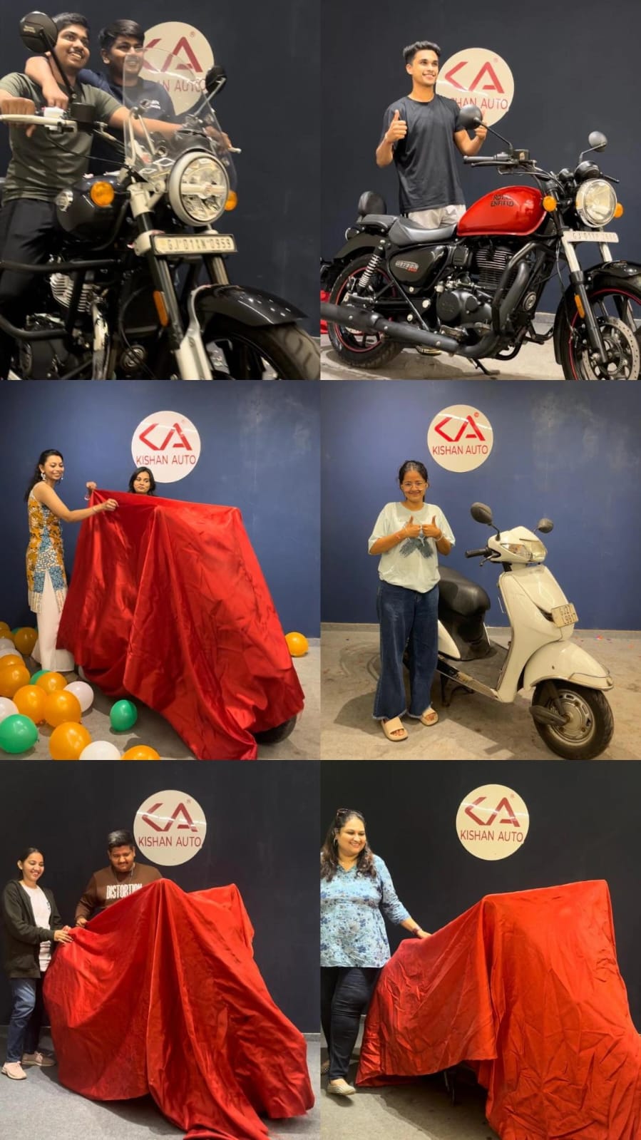 Happy customer handover of used motorcycle at Kishan Auto Consult Ahmedabad